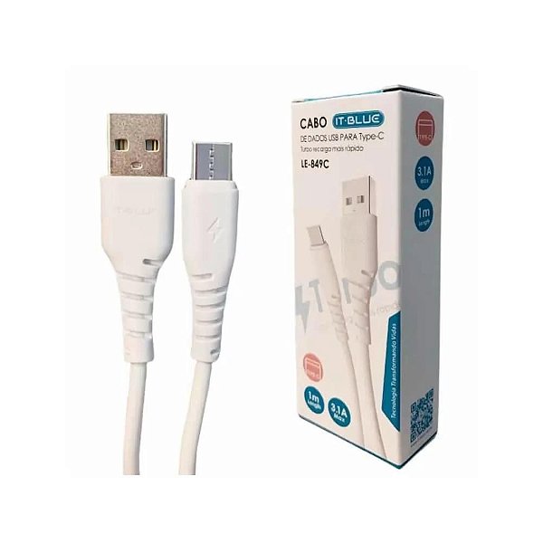 Cabo USB para Tipo-C IT-BLUE LE-849C, conectores e embalagem