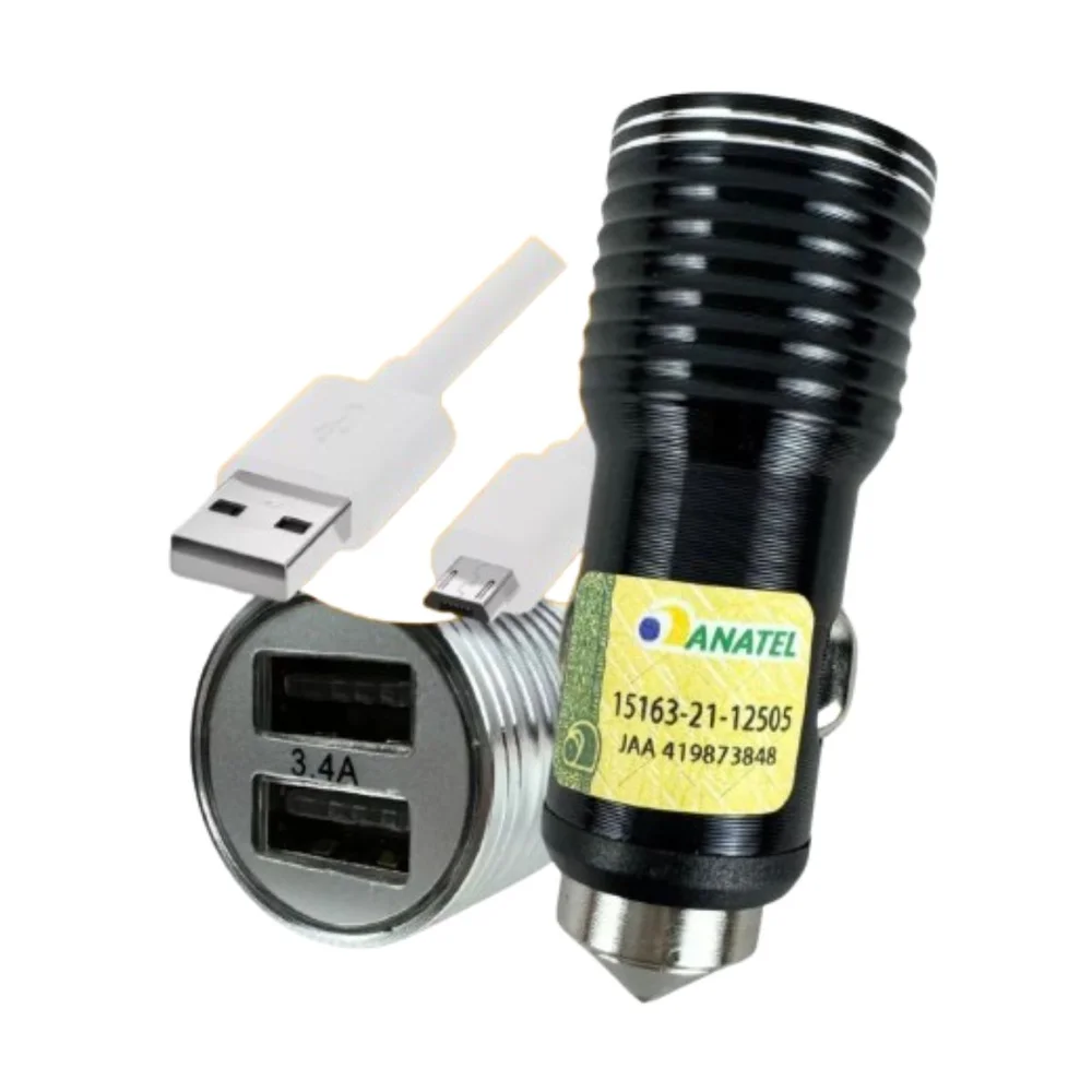 Carregador veicular Lelong LE-525V com cabo V8